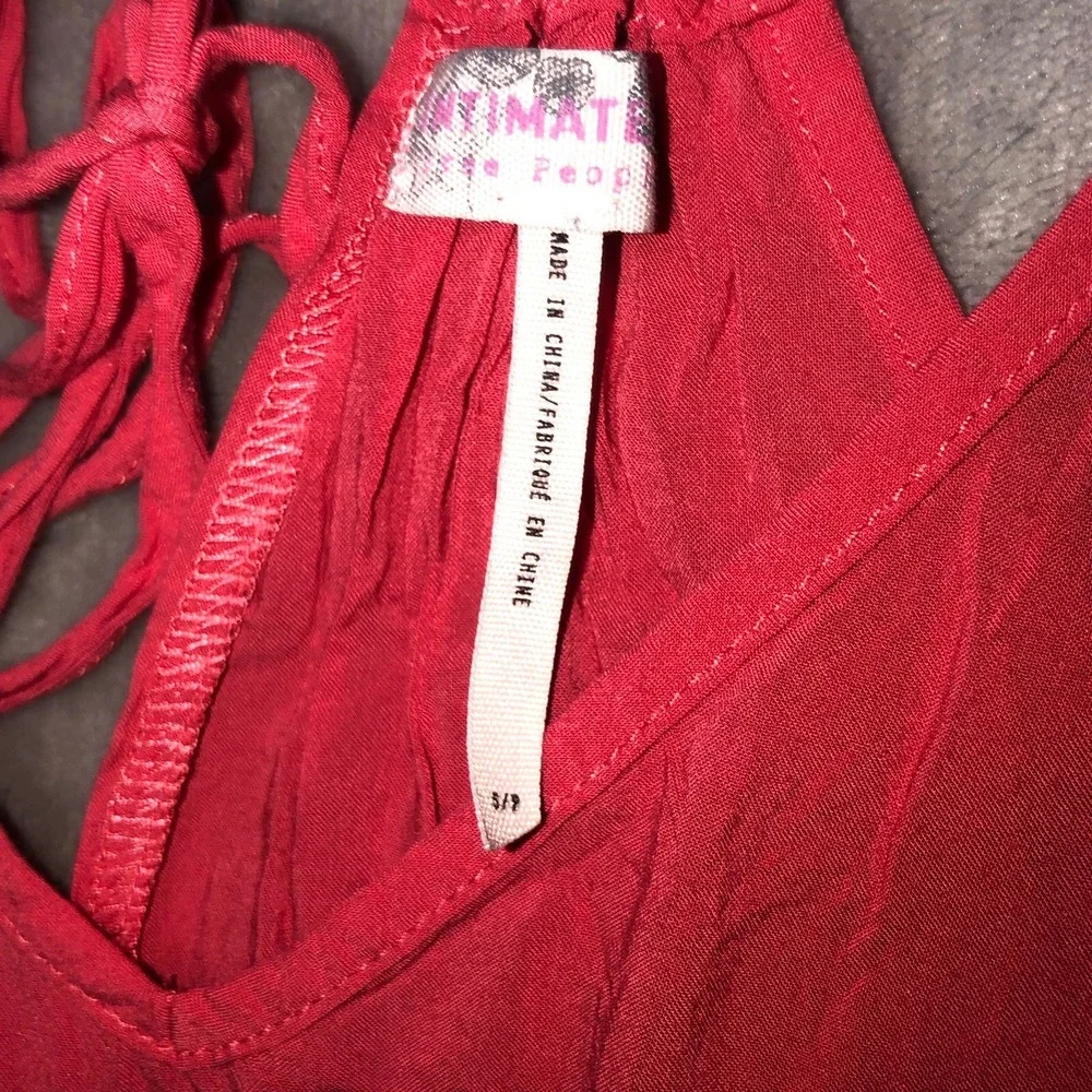 Free People Intimately Eyelashes Lace Mini‎ Slip Dress S Red Coral Boho Festival